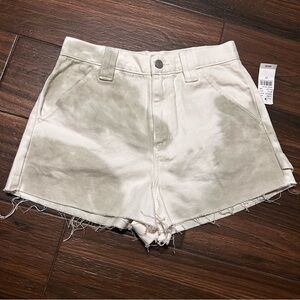 PacSun Denim Shorts White and Sage Tie Dye‎ Frayed Bottom 27 NWT